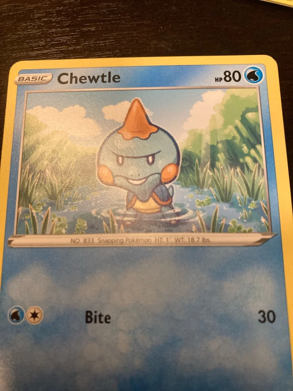 Pokemon Chewtle Trading Card - Blue, Yellow, Orange
